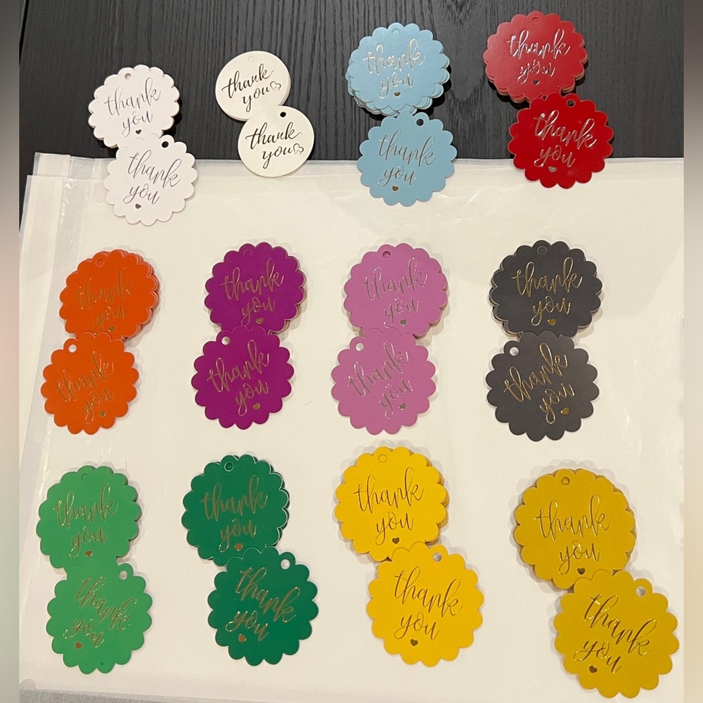 Customizable Poshkit: Colorful Scalloped 'Thank You' Gift Tags - Multi Pack